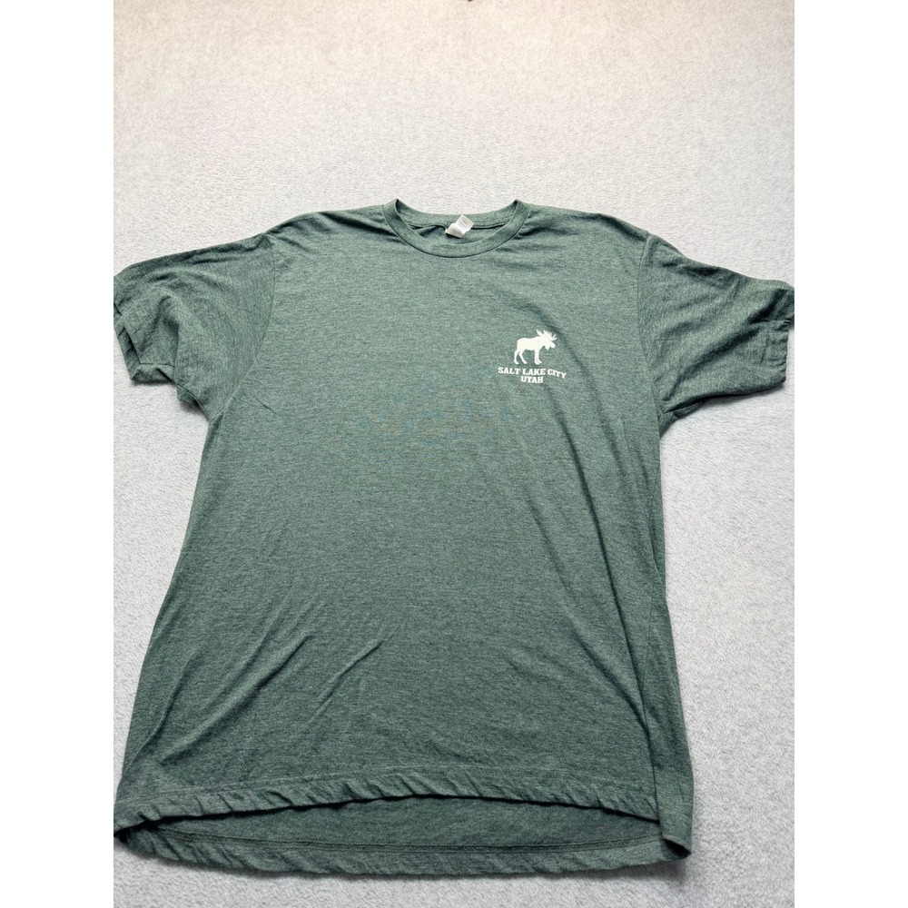 Tultex Salt Lake City Utah Moose Wasatch Mountains Green Heather T-Shirt XL